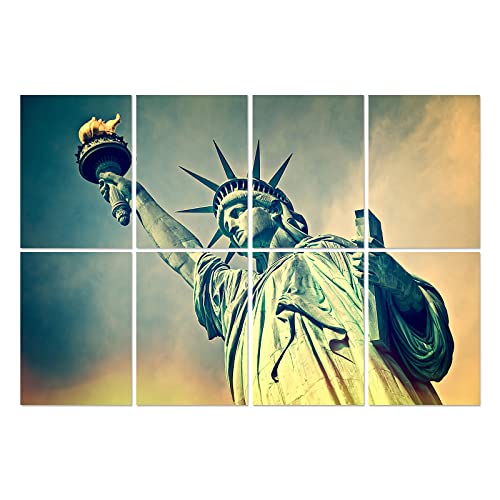 AcouXtro Art Sound Absorbing Panel Self-Adhesive, Decorative Acoustic Panels for Walls 47x31x0.4inch, Acoustical Wall Panels 8Pcs Set, Acoustical Treatments, 3D Wall Panel, the Statue of Liberty