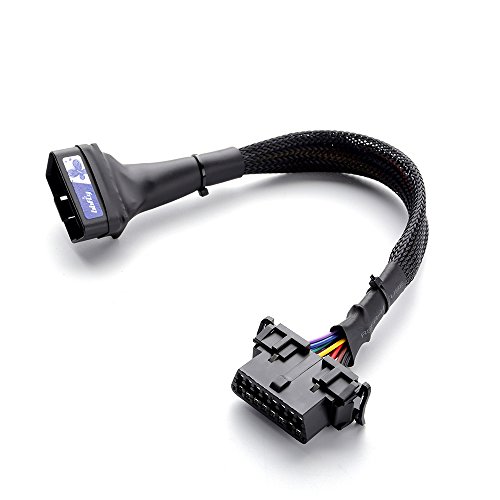 OBD2 Extension Cable, bbfly-A15 Flat Ribbon Cable Full 16pin OBDII Female to Male Cable (1FT/30CM)