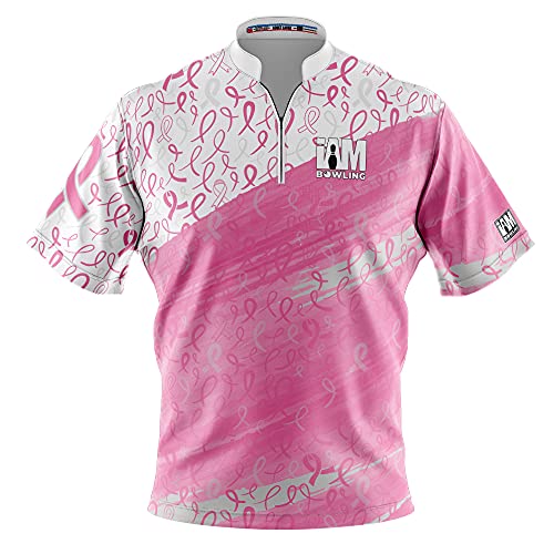 Logo Infusion Dye-Sublimated Bowling Jersey (Sash Collar) – I AM Bowling Fun Design 2037 – NO Logo – Breast Cancer Awareness (Large) Multicolored