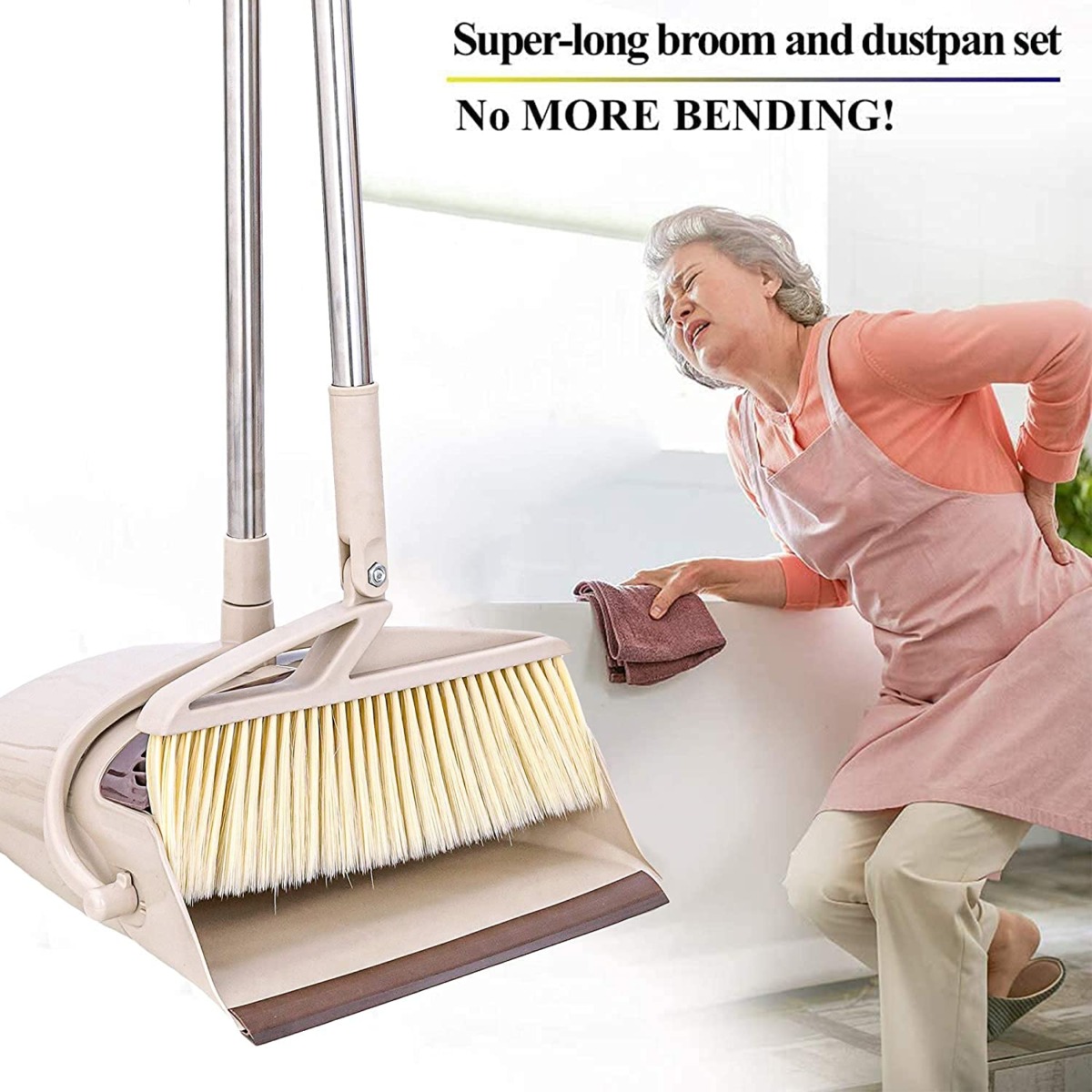 Krupasadhya Dustpan with Broom with Stainless Long Handle Set Stand Up Combo, Remove Hair with Built-in Wisp Scraper – Kitchen, Outdoor, Hardwood Floor, Garage & Tiles Upright Cleaning Supplies | The Storepaperoomates Retail Market - Fast Affordable Shopping