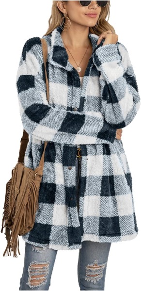 Women’s Long Sleeve Lapel Faux Fur Open Front Cardigans Oversized Fuzzy Fleece Coat Jacket Warm Winter Outwear Tops