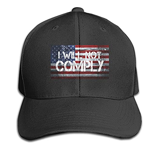 HIPPOY I Will Not Comply Cap Sports Fan Baseball Cap Black Adjustable Trucker Sun Hat for Men Outdoor Sport, One Size