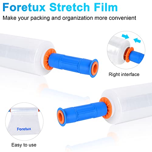 Foretux 2 Pack Stretch Film with Handle (15 Inch x 1000 Feet) Industrial Clear Plastic Stretch Wrap Film for Pallet Wrap, Moving Supplies Stretch Wrap | The Storepaperoomates Retail Market - Fast Affordable Shopping