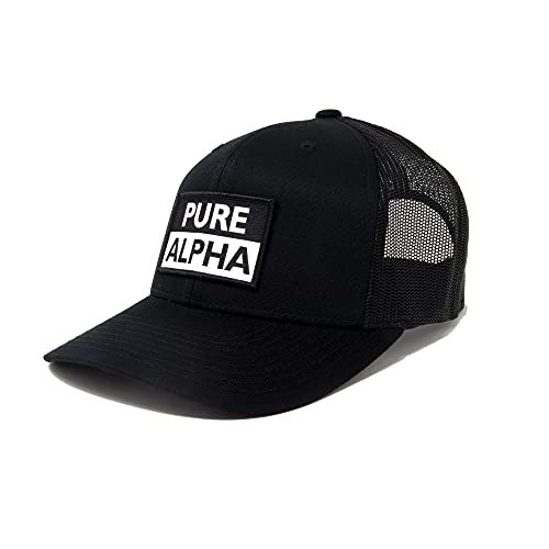 RAM ADVANTAGE Pure Alpha Trucker Hat | Mesh Two Tone Snapback Cap Premium Quality Durable Comfortable Fit (Black)