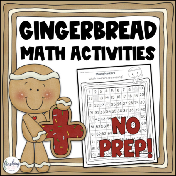 Gingerbread Math Worksheets and NO PREP Printables