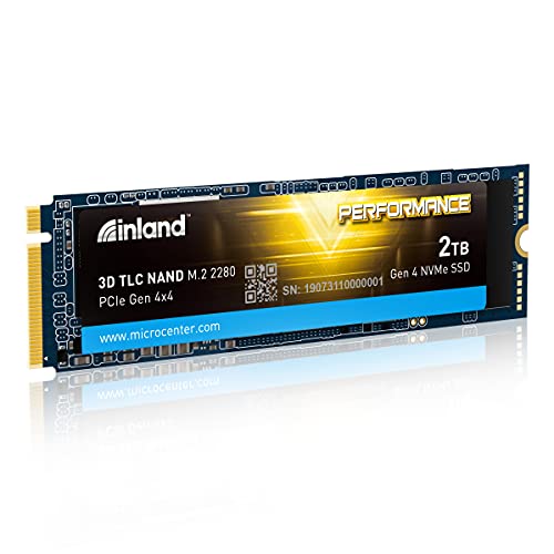 INLAND Performance 2TB SSD PCIe Gen 4.0 NVMe 4 x4 M.2 2280 TLC 3D NAND Internal Solid State Drive, R/W Speed up to 5000MB/s and 4300MB/s, 3600 TBW