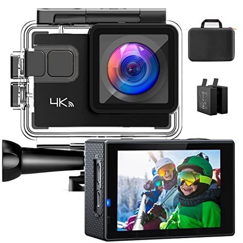 Action Camera 4K WiFi 20MP Underwater Camera 40M Waterproof Camera with Carry Case, 4X Zoom EIS Camcorder with Mounting Accessories Kit for YouTube Vlog Videos