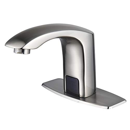 Halo Automatic Commercial Sensor Touchless Bathroom Faucet with Hole Cover Deck Plate,Vanity Faucet,Motion Activated Hands Free Vessel Sink Tap with Control Box, Certificated,Brushed
