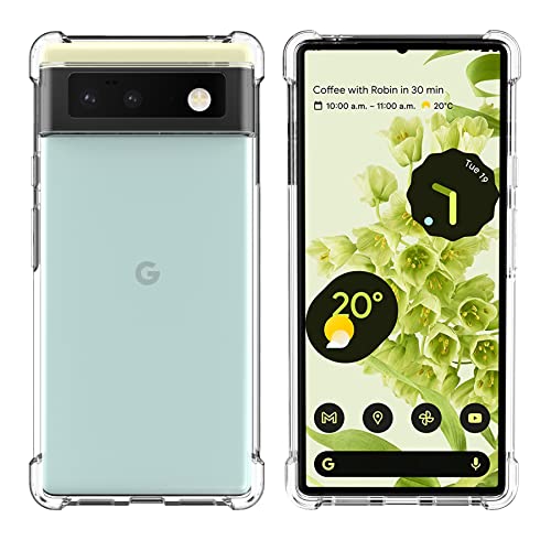 Foluu for Google Pixel 6 Case, Pixel 6 Case Clear, Scratch Resistant Reinforced Corners TPU Rubber Soft Skin Silicone Protective Case Cover for Google Pixel 6 2021 (Crystal Clear)