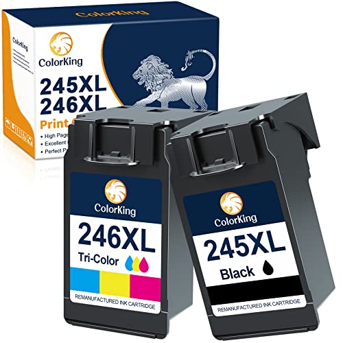 ColorKing Compatible Ink Cartridge Replacement for Canon 245 246 PG-245XL CL-246XL PG-243 CL-244 for PIXMA MX492 MX490 MG2522 TR4520 MG2922 TS3322 TS3122 MG2520 MG3022 Printer (1 Black, 1 Tri-Color)