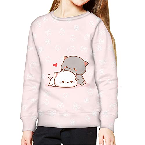 Upetstory Cute Kitten Cat Sweatshirts for Girls Boys 11-13 Years Old Sweatshirt Long Sleeve Top Spring Autumn Pullover Jumper Active Sports Outdoor Dailywear Pink