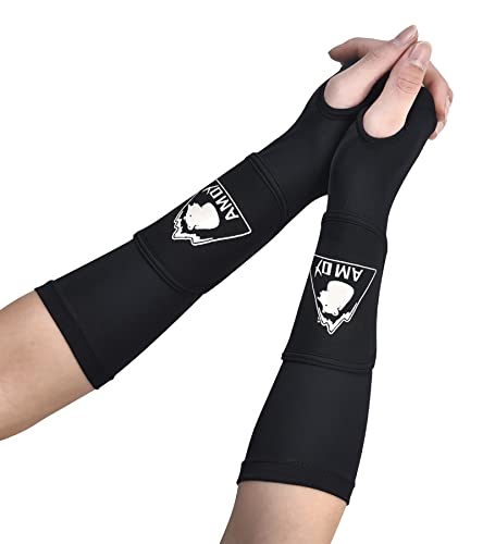 Amoy Volleyball Arm Sleeves Youth Padded Forearm Sleeves with Thumholes Ball Passing Hitting Gear for Teen Girls Women Black Size 10 Inches