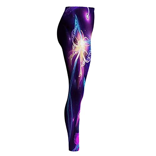BODOAO Butterfly Print Workout Leggings for Women Tummy Control Slim Graphic High Waisted Sport Training Yoga Pants Tights (02 Purple, L) | The Storepaperoomates Retail Market - Fast Affordable Shopping