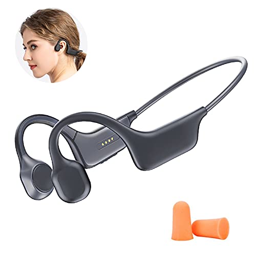 DGwear Wireless Bone Conduction Headphones, Open Ear Sports Bluetooth Headset with Reflective Strips,IP67 Waterproof,Titanium Lightweight Sweat-Proof for Running Driving Cycling Meeting, DG08M, Black
