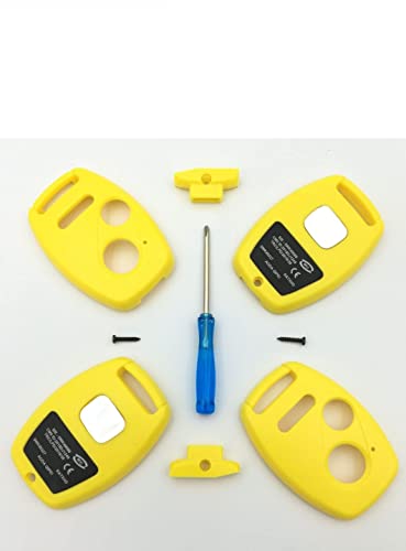 Key Fob Shell Case Fit for Honda Accord Crosstour Civic Odyssey CR-V CR-Z Fit Keyless Entry Remote Key Housing Replacement with Screwdriver (Casing Only) (Yellow)