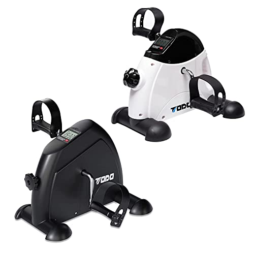 Black and White Package, TODO Mini Exercise Bike Foot Peddler Portable Therapy Bicycle with Digital Monitor