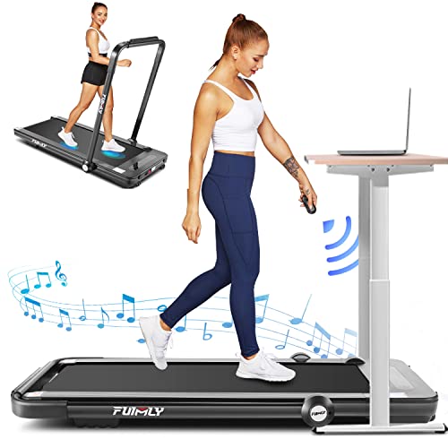 Treadmills for Home,Under Desk Folding Treadmill,2-in-1 Running,Walking & Jogging Portable Running Machine with Bluetooth Speaker & Remote Control,5 Modes & 12 Programs,No Assembly Required