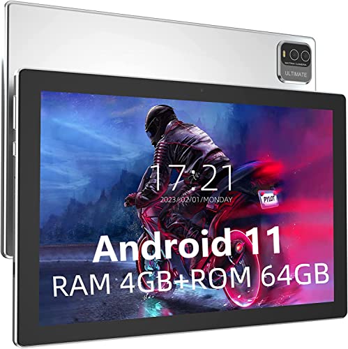ZZB Tablet 10 Inch Android 11 Tablets, 64GB ROM 512GB Expand，6000mah Battery, Quad-Core Processor 4GB RAM Tableta, 8MP Camera WiFi BT GPS FM 10.1” IPS HD Touch Screen, 10 in Tabletas.