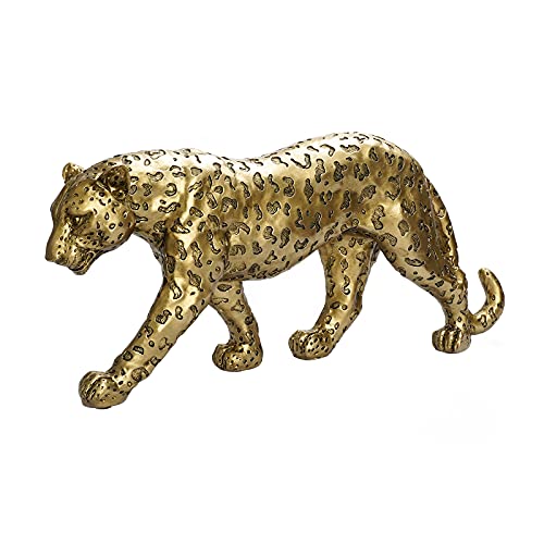 Polyroyal Cheetah Statue Home Decor Leopard Sculpture Resin Sitting Cheetah Figurine Desktop Table Top Ornament Decoration for Home Office-Gold Or Silver (Walking-Champagne Gold)