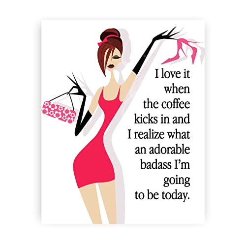 “Love It When the Coffee Kicks In”-Funny Women Wall Art-8 x 10″ Chic Motivational Art Print -Ready to Frame. Home-Office-Studio-Dorm Decor. Perfect Desk & Cubicle Sign. Great Gift of Motivation!