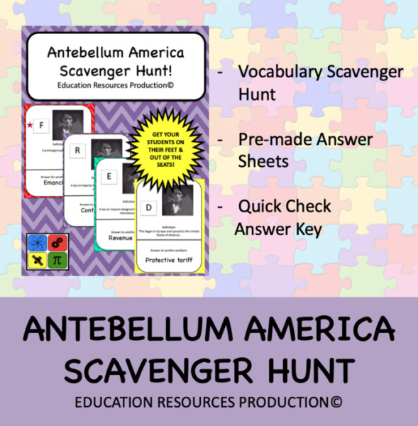 Antebellum America – History Scavenger Hunt