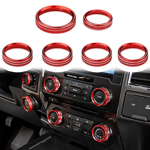 Knob Cover for F150 AC Climate Control Switch/Trailer/4WD/VOL/Tune Button Interior Center Console Trim Accessories Compatible with Ford F150 XLT 2016 2017 2018 2019 (Dark Red 6 Pcs)