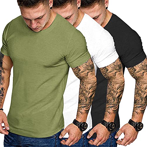 COOFANDY Men’s 3 Pack Gym Workout T Shirt Short Sleeve Base Layer Muscle Bodybuilding Training Fitness Tee Tops