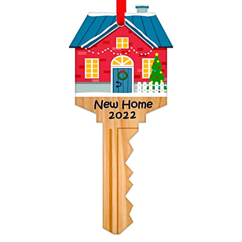 FLYAB First Christmas in Our New Home 2022 Ornaments Key-Shape New Home 2022 Christmas Tree Ornaments Decorations Housewarming Gifts for New Home