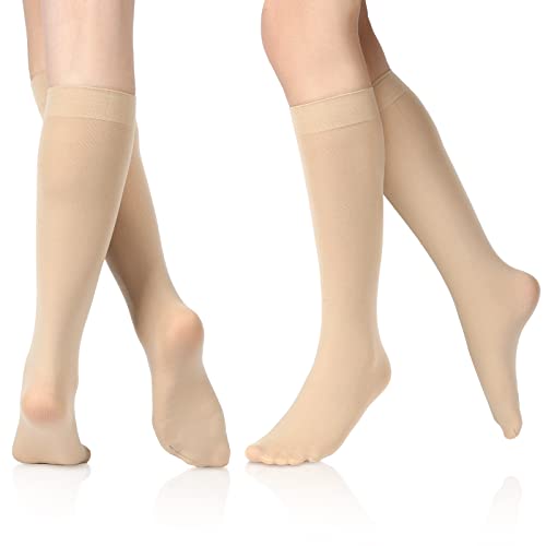 SATINIOR 6 Pairs Ice Skating Socks Solid Color Skating Socks Light Opaque Knee Skating Socks for Women Girl (Nude Color)