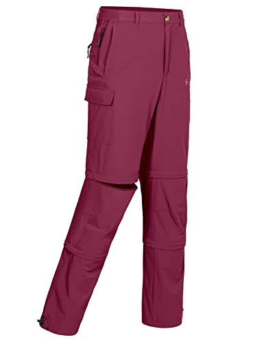 Little Donkey Andy Men’s Stretch Convertible Pants, Zip-Off Quick-Dry Hiking Pants, UV Protection, Lightweight Raspberry Wine Size L