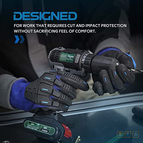 ANDANDA Level 5 Cut Resistant Work Gloves, Impact Resistant Mechanic Gloves with TPR, Nitrile Coated, Power Grip, Industrial Grade Anti Vibration Gloves for Men/Women, Black & Blue/Large/1 pair | The Storepaperoomates Retail Market - Fast Affordable Shopping