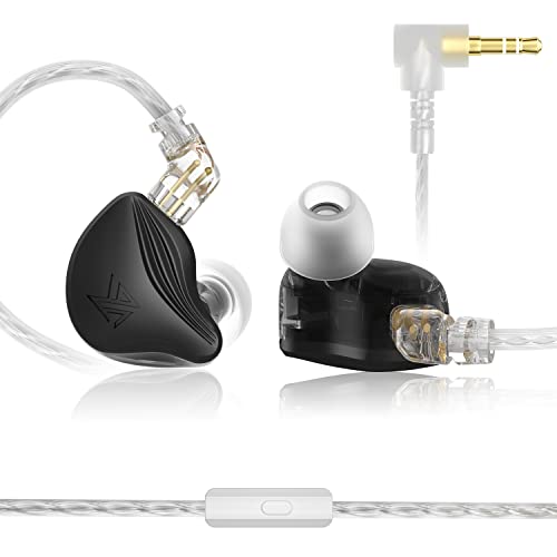 Wired Earbuds with Microphone, in Ear Headphones, in Ear Earbud Built-in Microphone, Noise Cancelling Earbuds Wired, 3.5mm Headphone Plug Compatible with iPhone Android KZ ZEX (Blackmic)