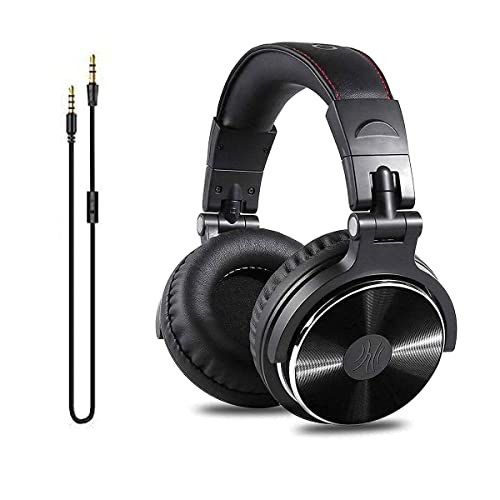 OneOdio Wired Over Ear Headphones Studio Monitor & Mixing DJ Stereo Headsets with 50mm Neodymium Drivers and Additional 3.5mm Audio Cable with Mic and On Off Button (3.9ft)