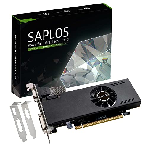 SAPLOS Radeon RX 550 Low Profile Graphics Card, 4GB, GDDR5, 128-bit, VGA DVI-D HDMI, Video Card for PC Gaming, 4K Display, Computer GPU, for Desktop SFF Small Form Factor, DirectX 12, Low Power