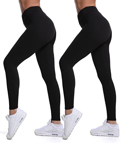 QYQ Leggings for Women, 27 31 35 Inch Buttery Soft Yoga Pants with High Waisted Tummy Control for Running Workout Cycling 2 Pack Black XXLarge-3XLarge