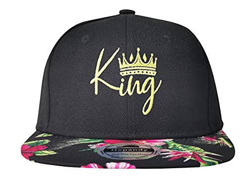 King Crown Flat Brim/Bill Hat Baseball Cap Embroidered Sun Hat for Men, Adjustable Snapback Hats Hip Hop Hat Adult