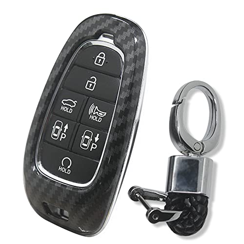 YOUTOOCAR Car Key Fob Cover with Braided Keychain Key Shell Key Remote Hard Case Key Protector for Hyundai Sonata 2020 2021