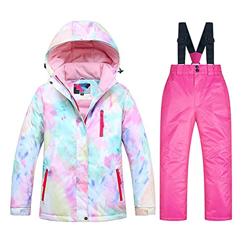 SEARIPE Girls Ski Jacket and Pant Set Winter Warm Snowsuits Kids Toddler Waterproof Outdoor Ski Suit(05SC+Pink-12)