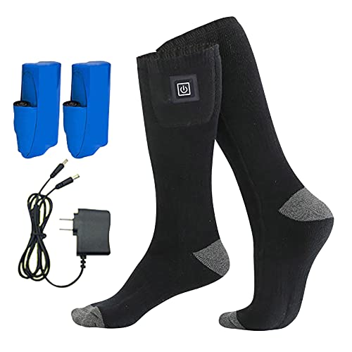 dazeni 1 Pair Heated Socks for Women Men Rechargeable Hunting Heat Socks Battery Powered Winter Warm Thermal Socks for Chronically Cold Feet(With 4000MA battery + charger)