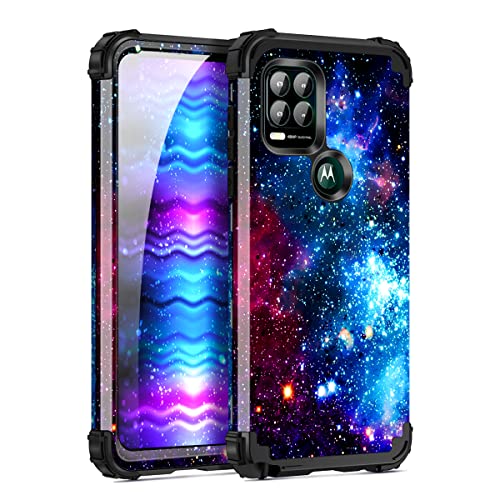 Miqala for Moto G Stylus 5G Case,Shiny in The Dark Three Layer Heavy Duty Shockproof Hard Plastic Bumper +Soft Silicone Rubber Protective Case for Moto G Stylus 5G,Blue Sky