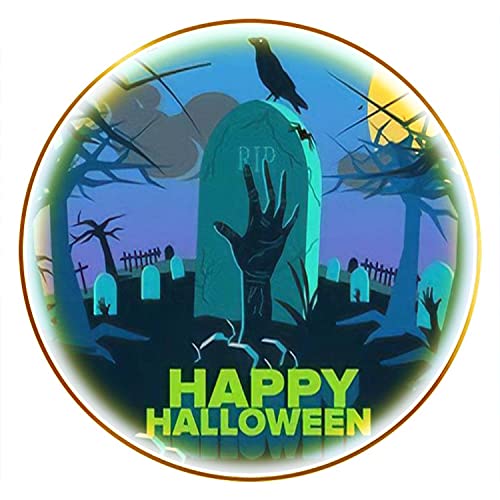 Modern LED Wall Sconce Halloween Holiday Poster with Zombie Hand Out from Ground and Grave Canvas Print Wall Lamp Decor Wall Lights for Bedroom Living Room Background Staircase Aisle Hotel