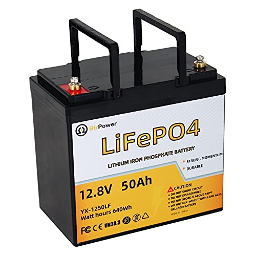 12V Lithium Battery- 50ah LiFePO4 Automotive Replacement Deep Cycle Battery,50A BMS,4000+ Cycles,Perfect for RV, Home Storage,Marine,Solar Power System and Outdoor Camping (12V 50Ah)