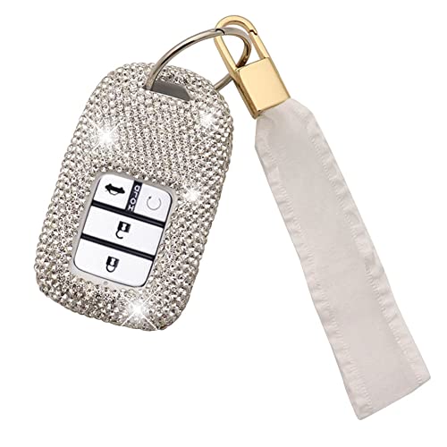 Ornater Key Fob Cover Compatible with Civic Accord Pilot CR-V Pilot Odyssey Bling Crystal Rhinestone Diamond Key Shell Case (Silver)