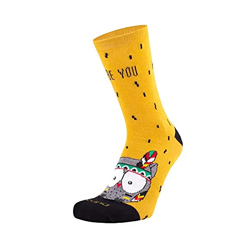 Glob-ua Duna women socks yellow owl cool multicolored cotton socks for women, men, unique design, cute socks, colorful socks (M (8-10), Yellow Owl)