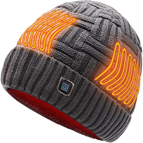 HIVE TechWear Electric Winter Heated Beanie Hat with Rechargeable Battery, Heated Hat for Men Women Knitted Slate Grey