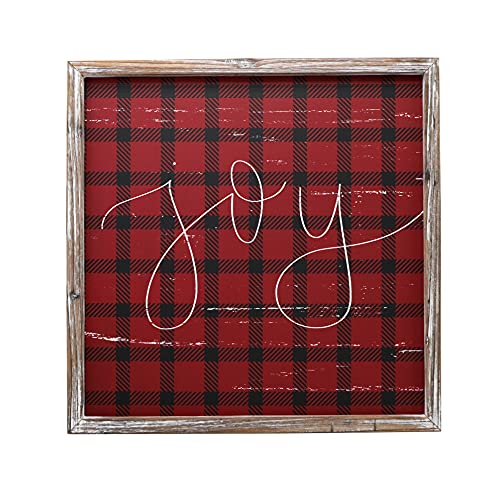Joy Plaid Wood Sign 18×18″ | Distressed Holiday Sign | Christmas Wall Decor | Wall Art | Winter Sign | Christmas Gift | Housewarming Gift