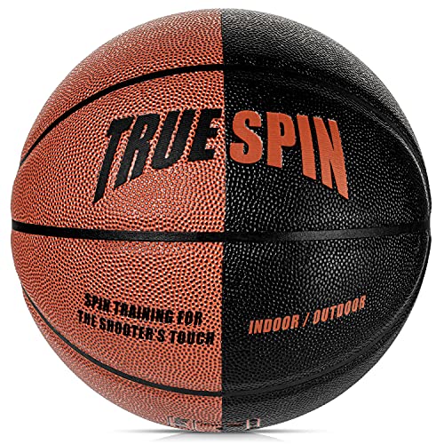 True Spin Basketball Ball for Shot Control & Spin Training – Outdoor / Indoor Premium Composite Leather – Regulation Size 7, 29.5″