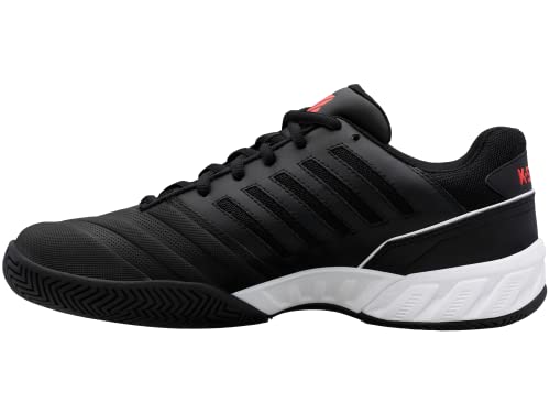 K-Swiss Men’s Bigshot Light 4 Tennis Shoe, Black/White/Poppy Red, 10.5 M