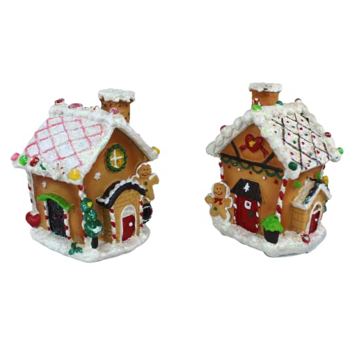 Gingerbread House Set of 2 Mini Christmas Decoration Holiday Table Décor Traditional Candy Cottage Holiday Collections