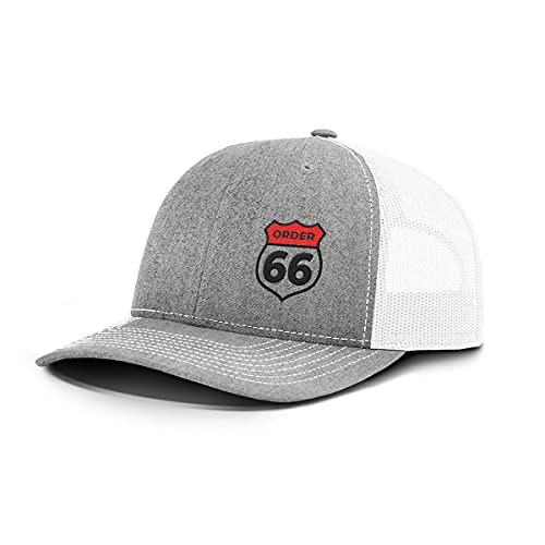 BustedTees Order 66 Back Mesh Hat for Casual Wear – Baseball Cap for Men Breathable Mesh Back Adjustable Snapback Strap (Heather Front/White Mesh)